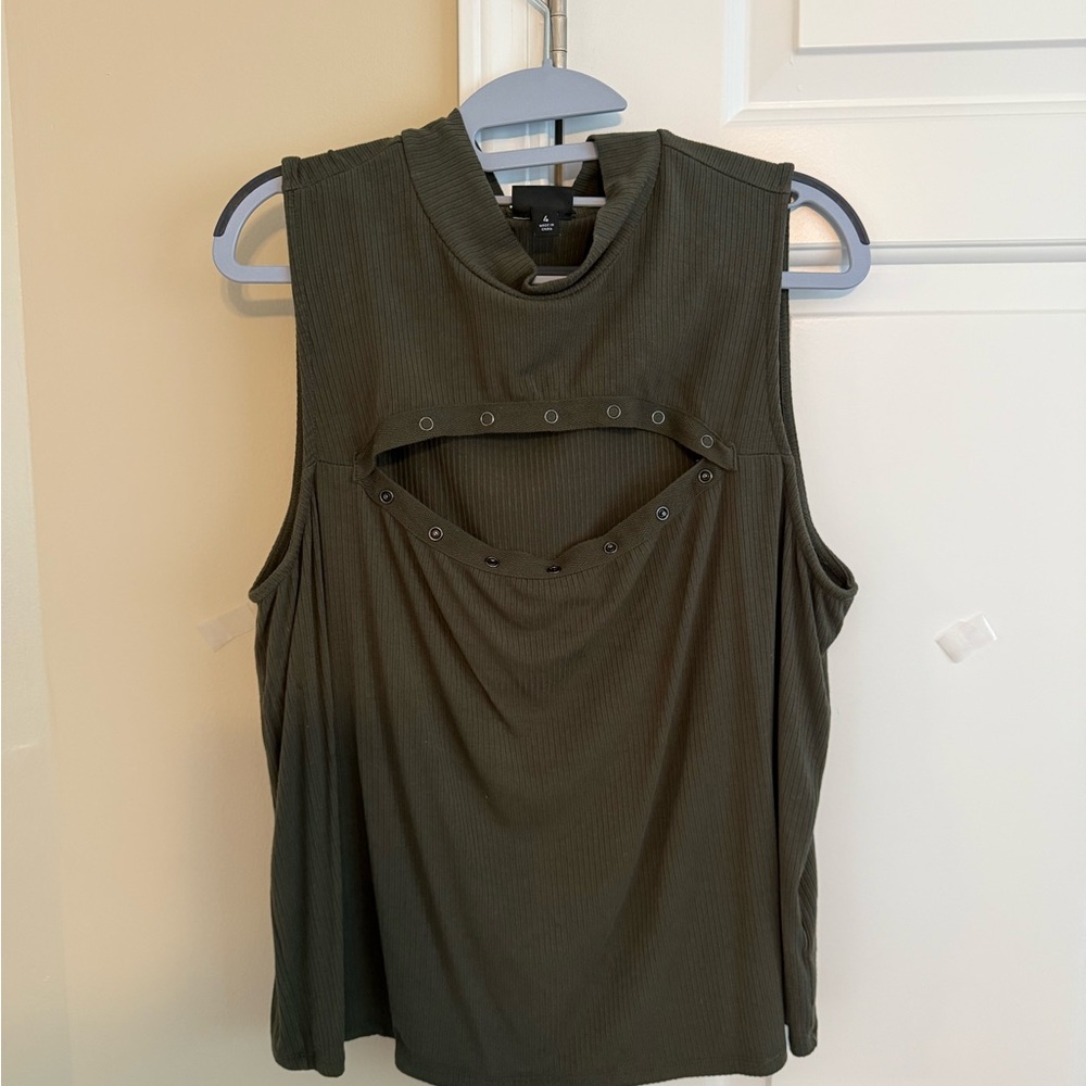 Torrid Green Sleeveless Muscle Tee with Cut Out